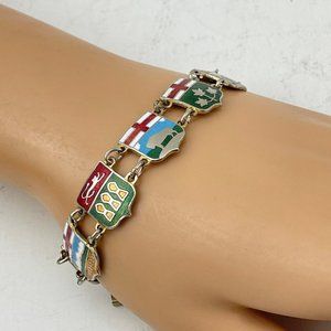Vintage 925 8" Canadian Vancouver souvenir shield bracelet